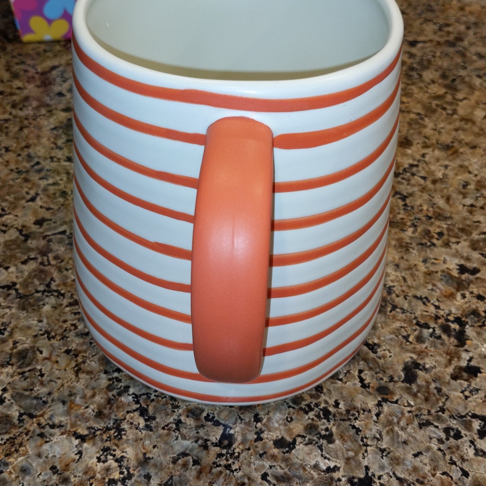 Hearth And Hand with Magnolia Pitcher Tangerine Handle and Rings/Stripes - Picture 3 of 7